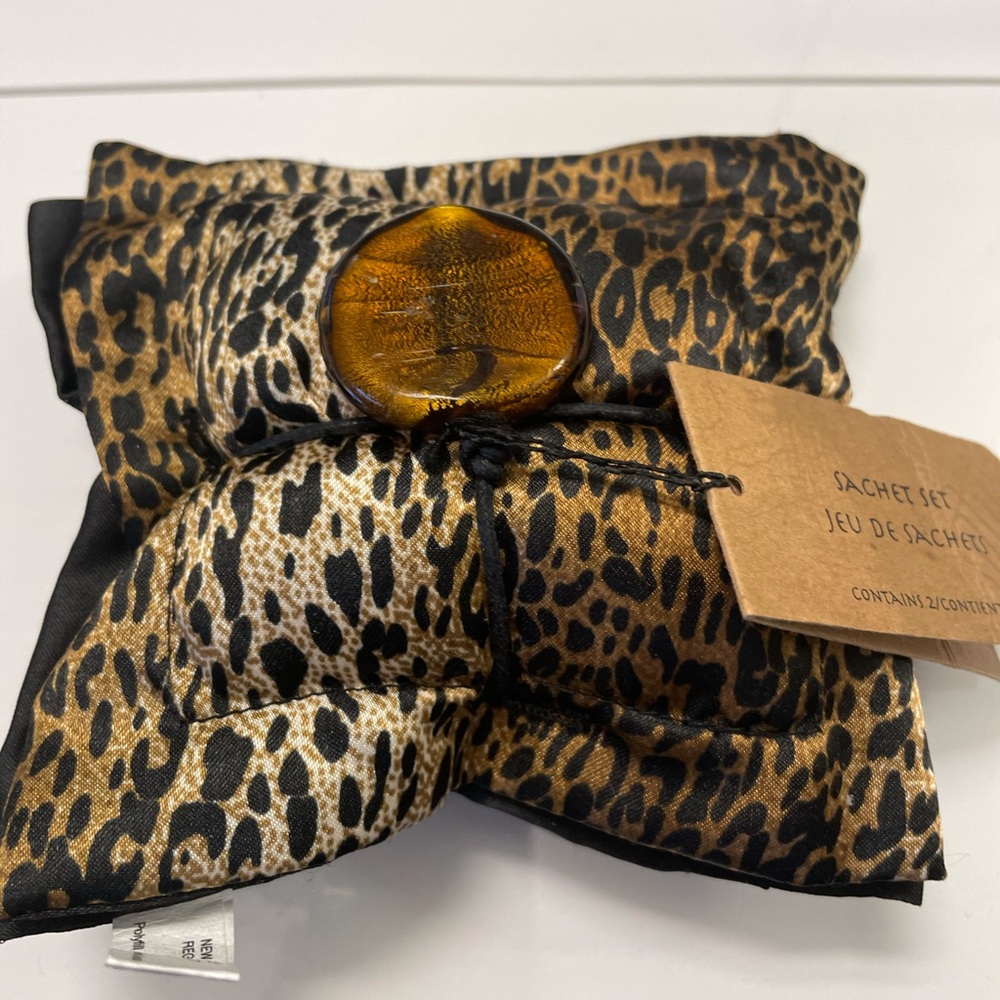 Pier One Sachets  Set of 2  Black ans Leopard Print NWT